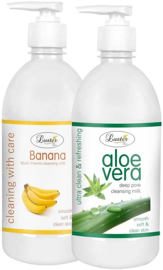 🍌 Banana & Aloe Vera Cleansing Milk (Pack of 2) – Deep Cleanse + Radiant Skin 🌿✨