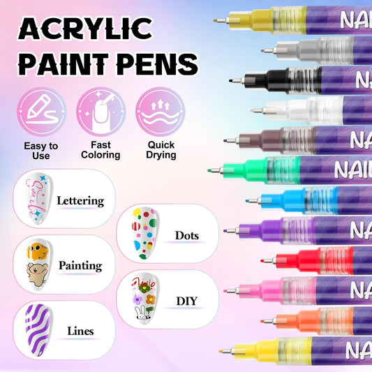 💅✨ 12-Color Nail Art Pen Set – Create Salon-Quality 3D Designs at Home! 🎨🔥